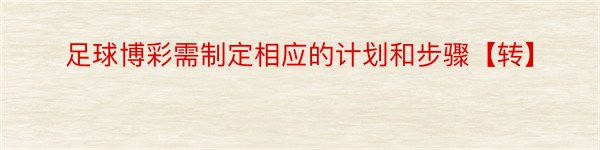 足球博彩需制定相应的计划和步骤【转】