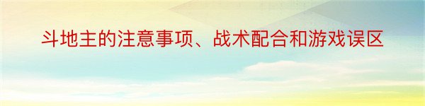 斗地主的注意事项、战术配合和游戏误区