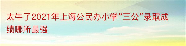 太牛了2021年上海公民办小学“三公”录取成绩哪所最强