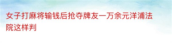 女子打麻将输钱后抢夺牌友一万余元洋浦法院这样判