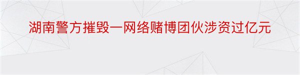 湖南警方摧毁一网络赌博团伙涉资过亿元