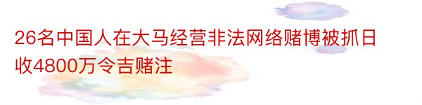 26名中国人在大马经营非法网络赌博被抓日收4800万令吉赌注