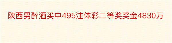 陕西男醉酒买中495注体彩二等奖奖金4830万