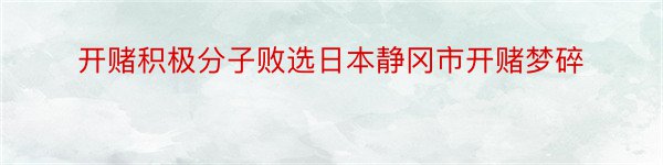 开赌积极分子败选日本静冈市开赌梦碎