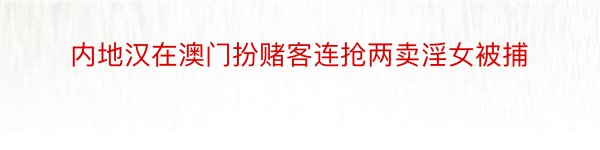 内地汉在澳门扮赌客连抢两卖淫女被捕