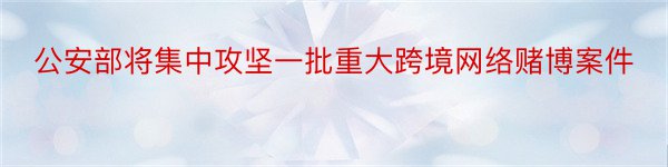 公安部将集中攻坚一批重大跨境网络赌博案件