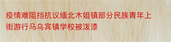 疫情难阻挡抗议缅北木姐镇部分民族青年上街游行马乌宾镇学校被泼漆