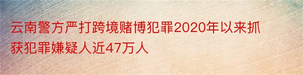 云南警方严打跨境赌博犯罪2020年以来抓获犯罪嫌疑人近47万人