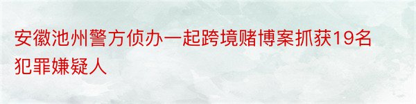 安徽池州警方侦办一起跨境赌博案抓获19名犯罪嫌疑人