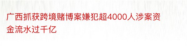 广西抓获跨境赌博案嫌犯超4000人涉案资金流水过千亿