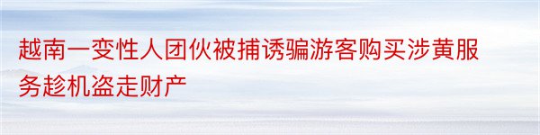 越南一变性人团伙被捕诱骗游客购买涉黄服务趁机盗走财产