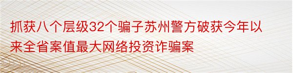 抓获八个层级32个骗子苏州警方破获今年以来全省案值最大网络投资诈骗案