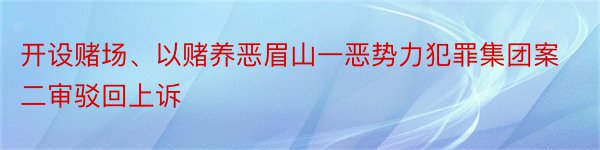 开设赌场、以赌养恶眉山一恶势力犯罪集团案二审驳回上诉