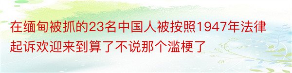 在缅甸被抓的23名中国人被按照1947年法律起诉欢迎来到算了不说那个滥梗了