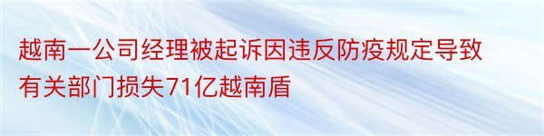 越南一公司经理被起诉因违反防疫规定导致有关部门损失71亿越南盾