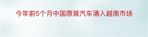 今年前5个月中国原装汽车涌入越南市场