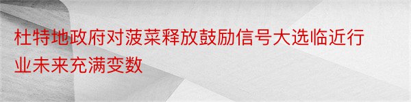 杜特地政府对菠菜释放鼓励信号大选临近行业未来充满变数