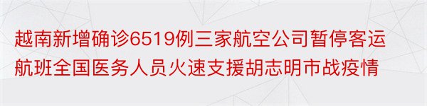 越南新增确诊6519例三家航空公司暂停客运航班全国医务人员火速支援胡志明市战疫情