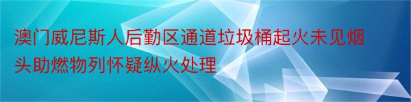 澳门威尼斯人后勤区通道垃圾桶起火未见烟头助燃物列怀疑纵火处理