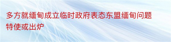 多方就缅甸成立临时政府表态东盟缅甸问题特使或出炉