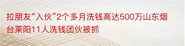 拉朋友“入伙”2个多月洗钱高达500万山东烟台莱阳11人洗钱团伙被抓
