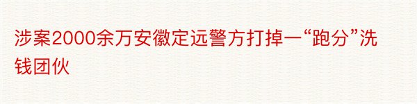 涉案2000余万安徽定远警方打掉一“跑分”洗钱团伙