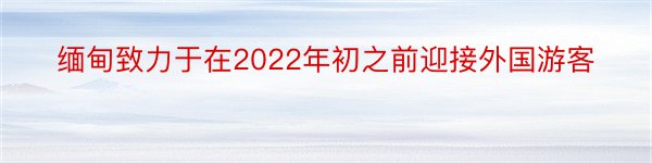 缅甸致力于在2022年初之前迎接外国游客